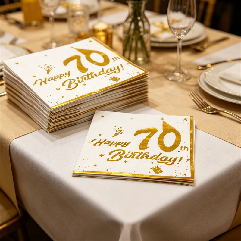 Table Number Gold - 10 шт. золотых салфеток с надписью